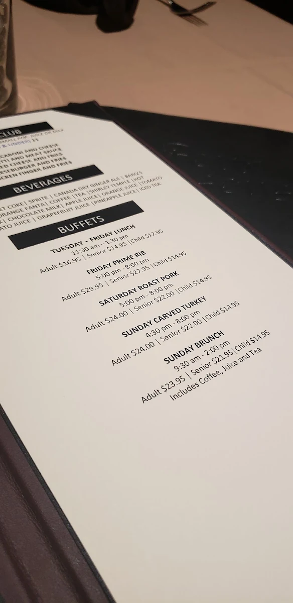 Menu, Four Seasons Restaurant & Lounge