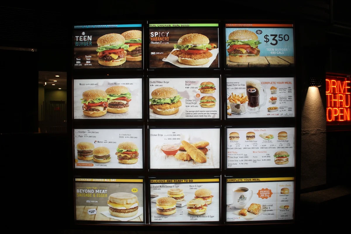 Menu, A&W Canada