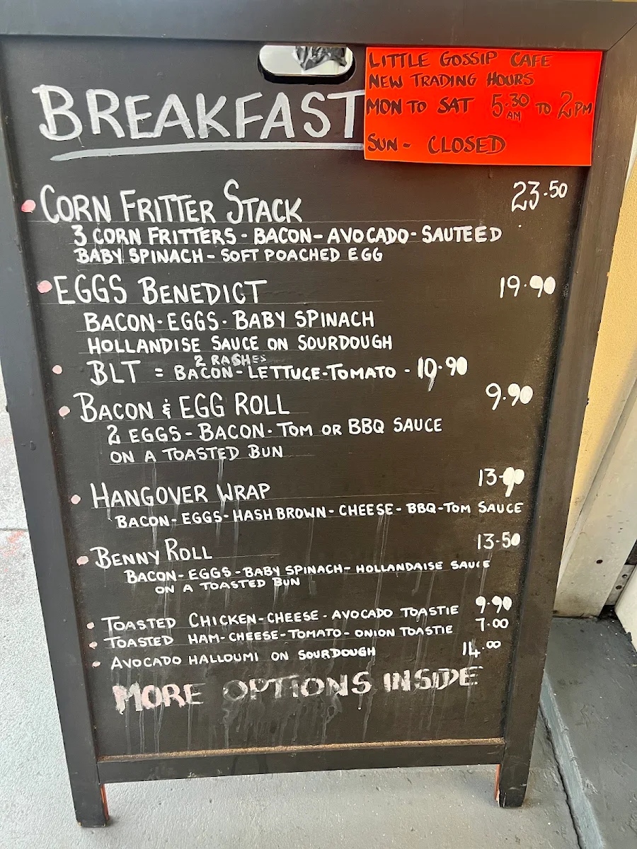 Menu, Little Gossip Cafe