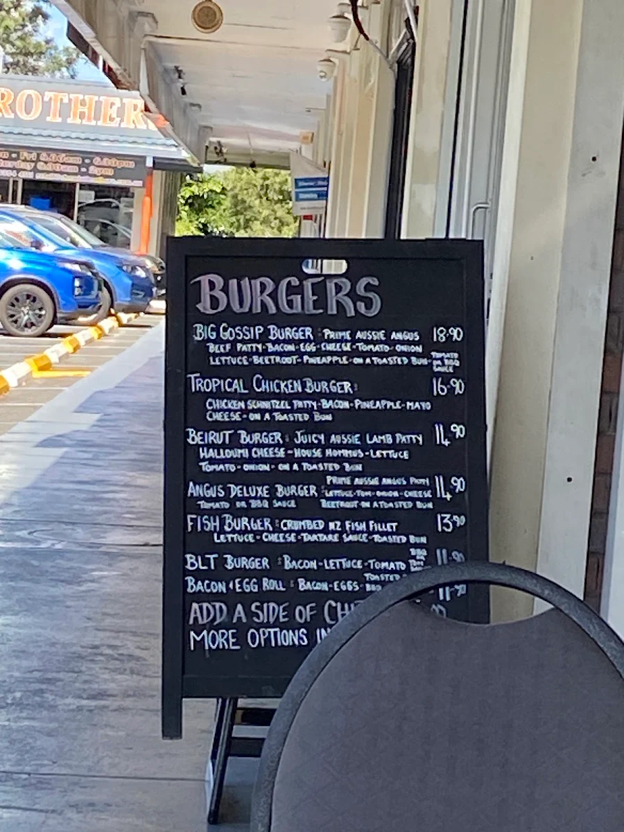 Menu, Little Gossip Cafe