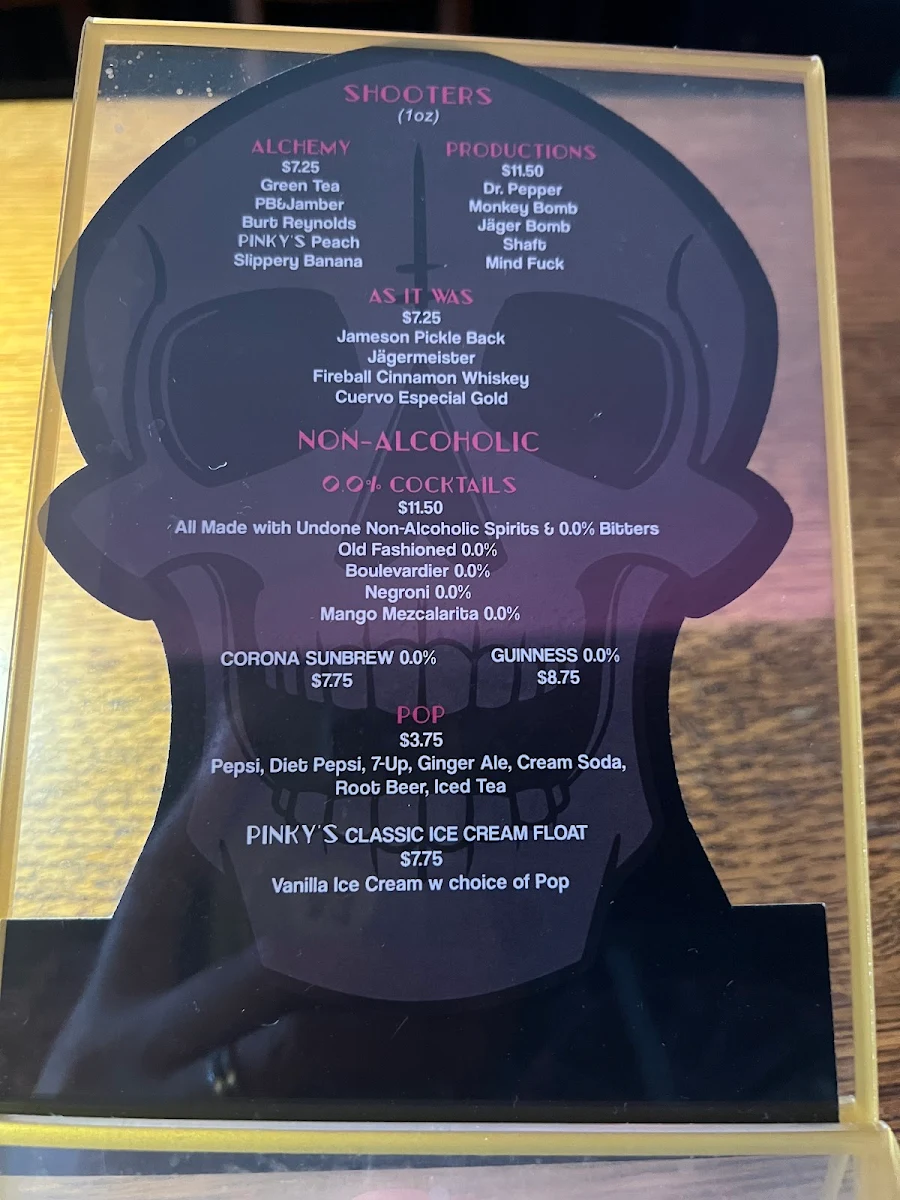 Menu, Pinky's On Main