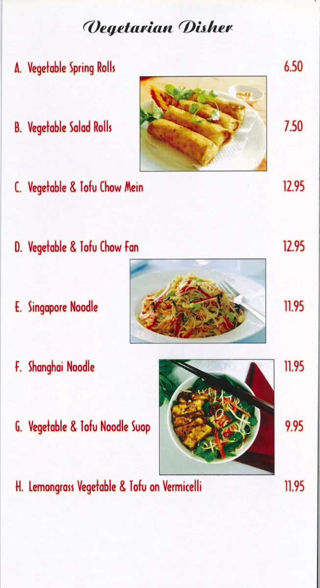 Menu, Calgary Trail Noodle House