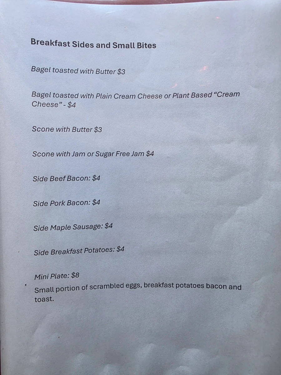 Menu, Irene's