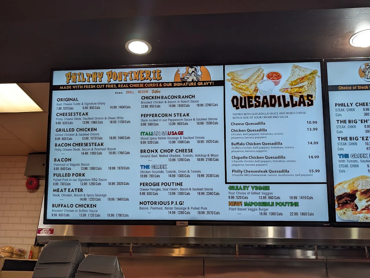 Menu, Philthy Philly's