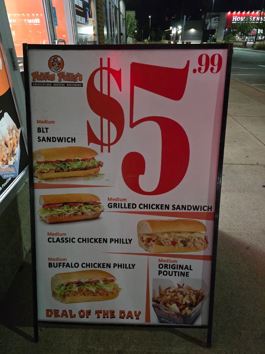 Menu, Philthy Philly's
