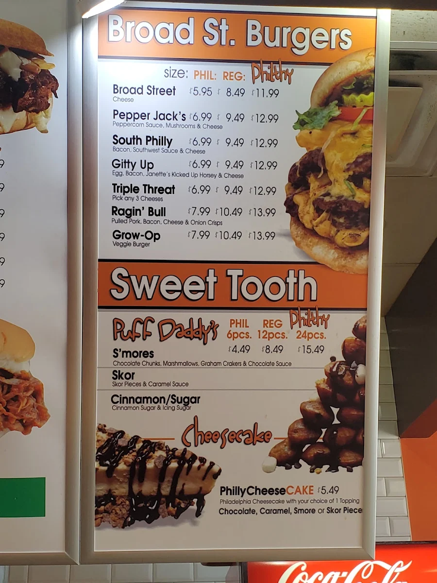 Menu, Philthy Philly's