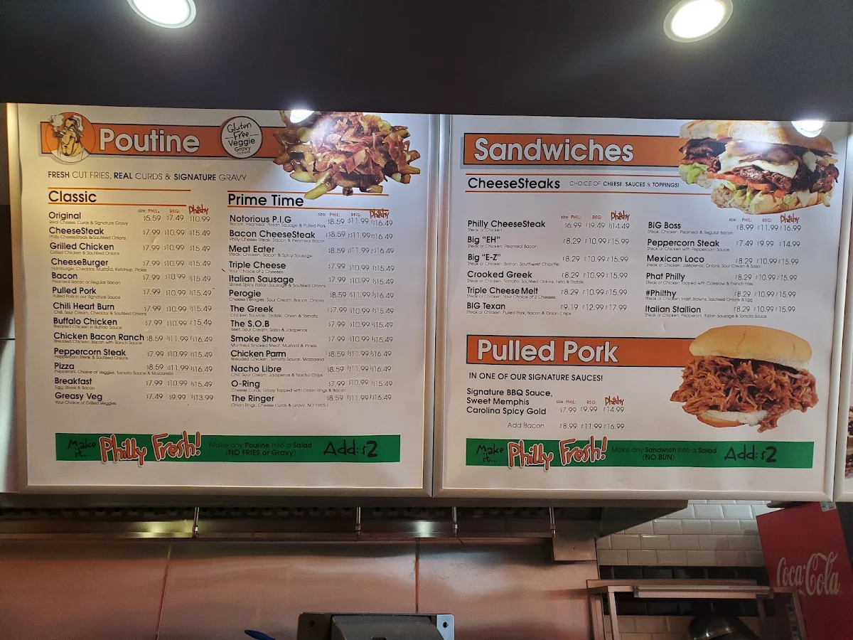 Menu, Philthy Philly's