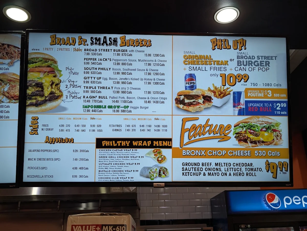 Menu, Philthy Philly's