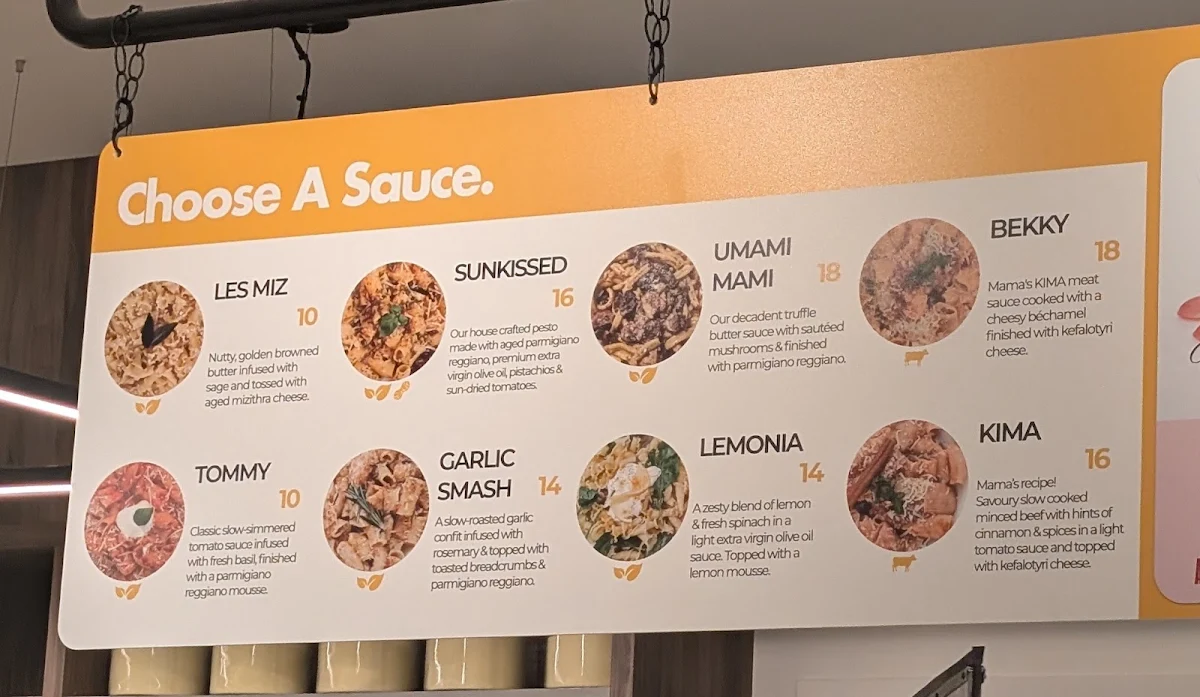 Menu, Sundays Pasta Lab
