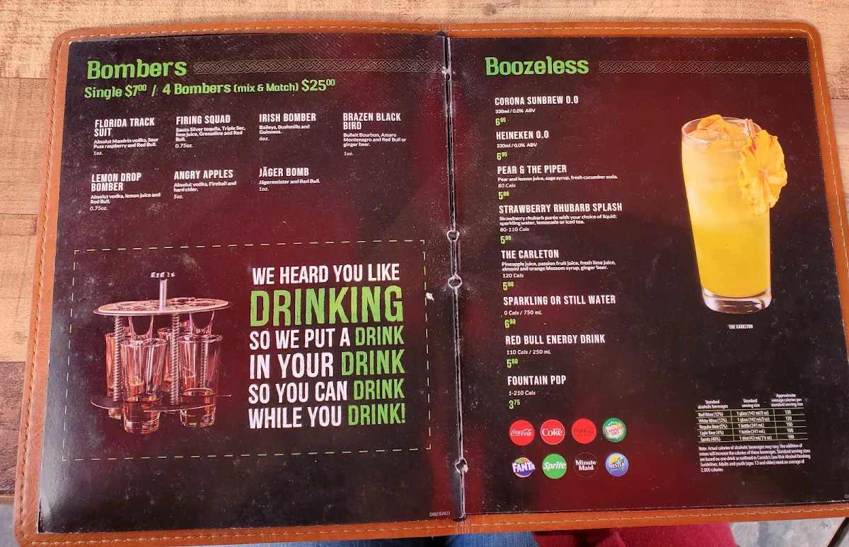 Menu, Paddy Flaherty's