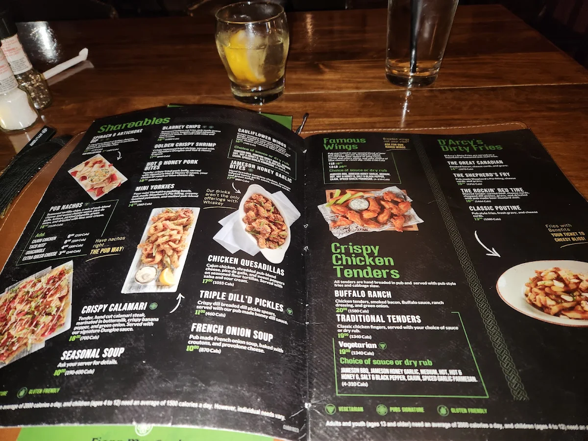 Menu, Paddy Flaherty's