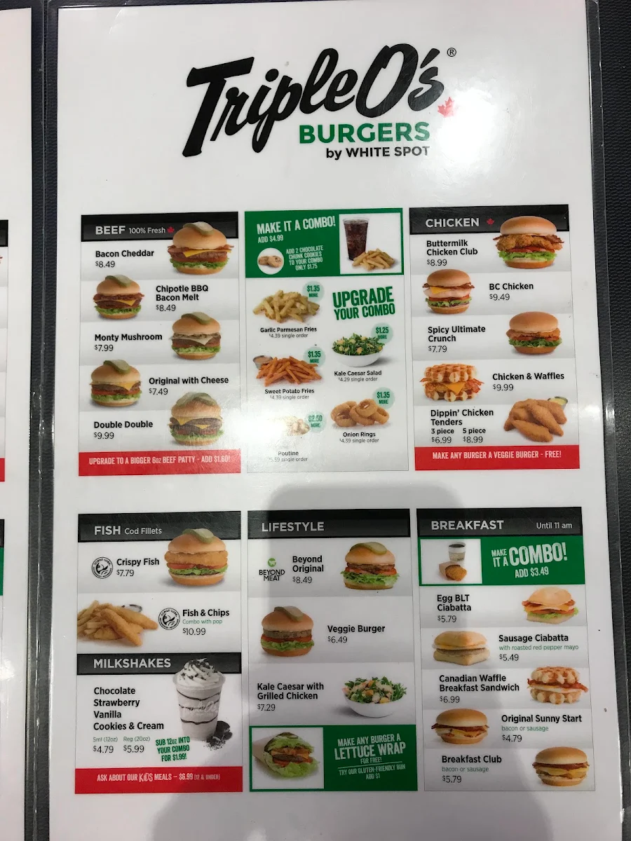 Menu, Triple O's