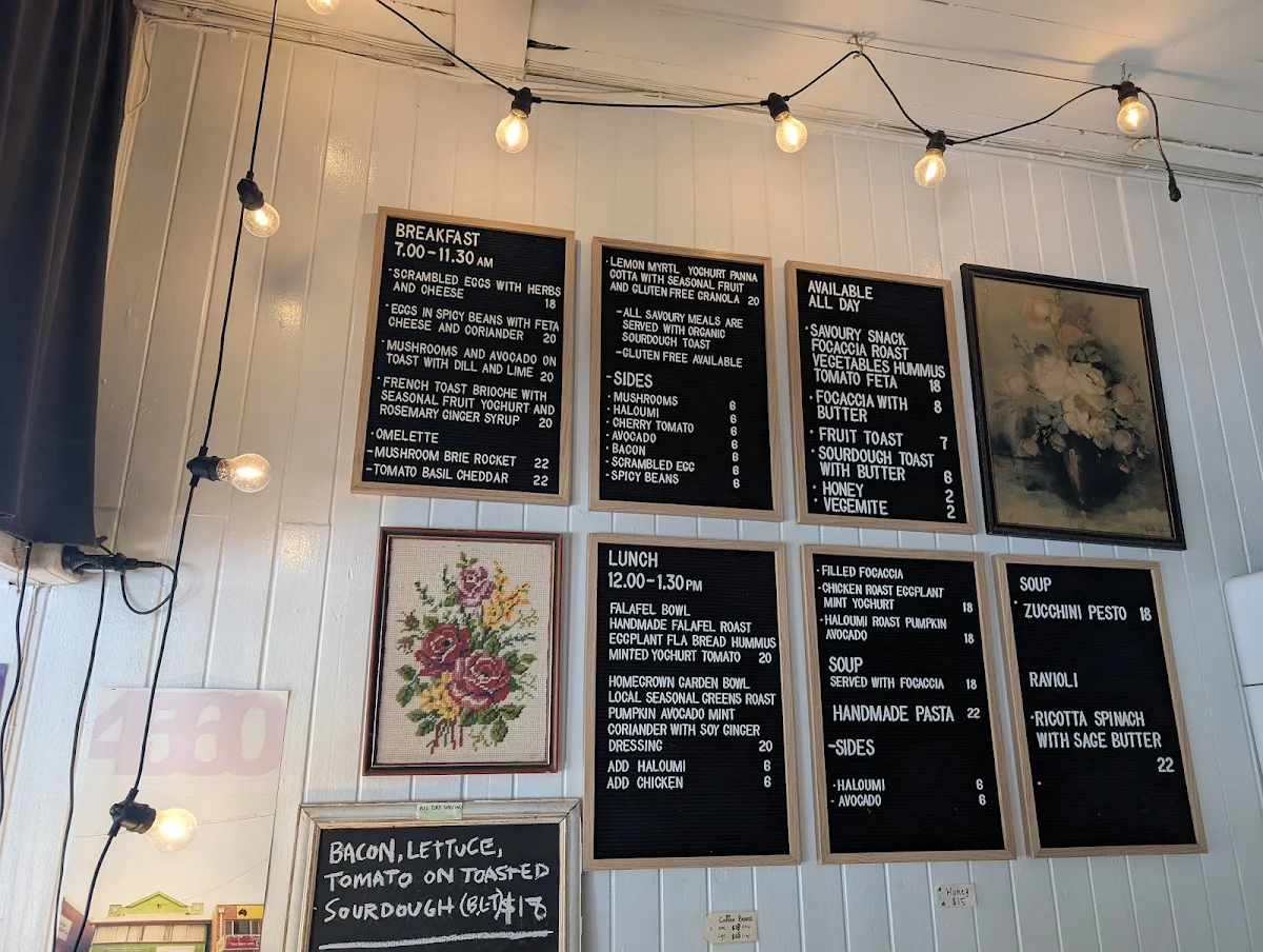 Menu, Homegrown Cafe