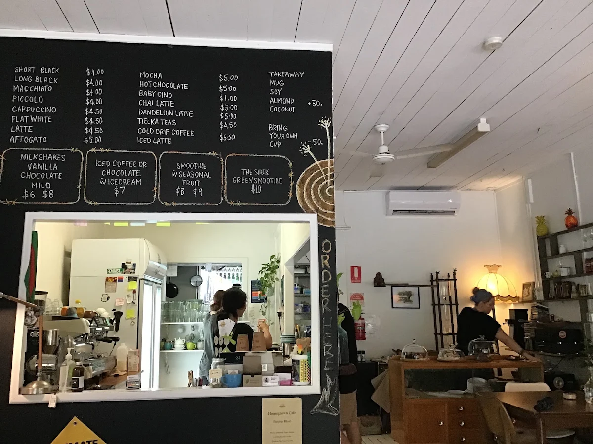 Menu, Homegrown Cafe
