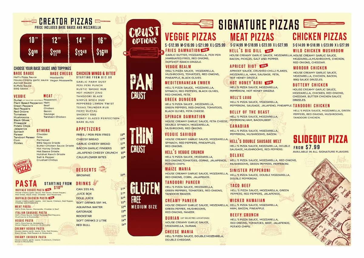 Menu, HellCrust Logan Ave, Langley