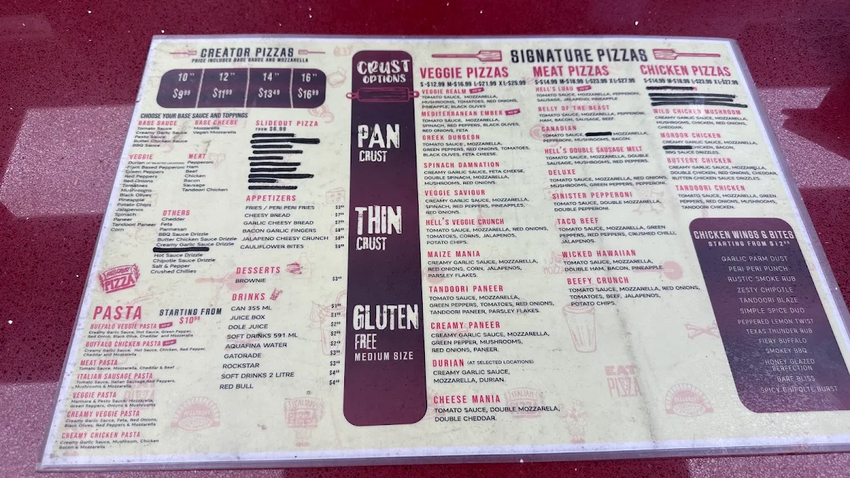 Menu, HellCrust Logan Ave, Langley