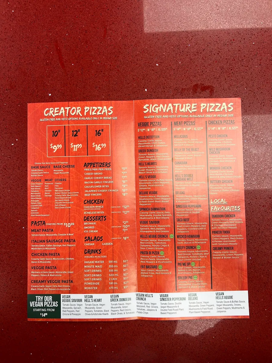 Menu, HellCrust Logan Ave, Langley