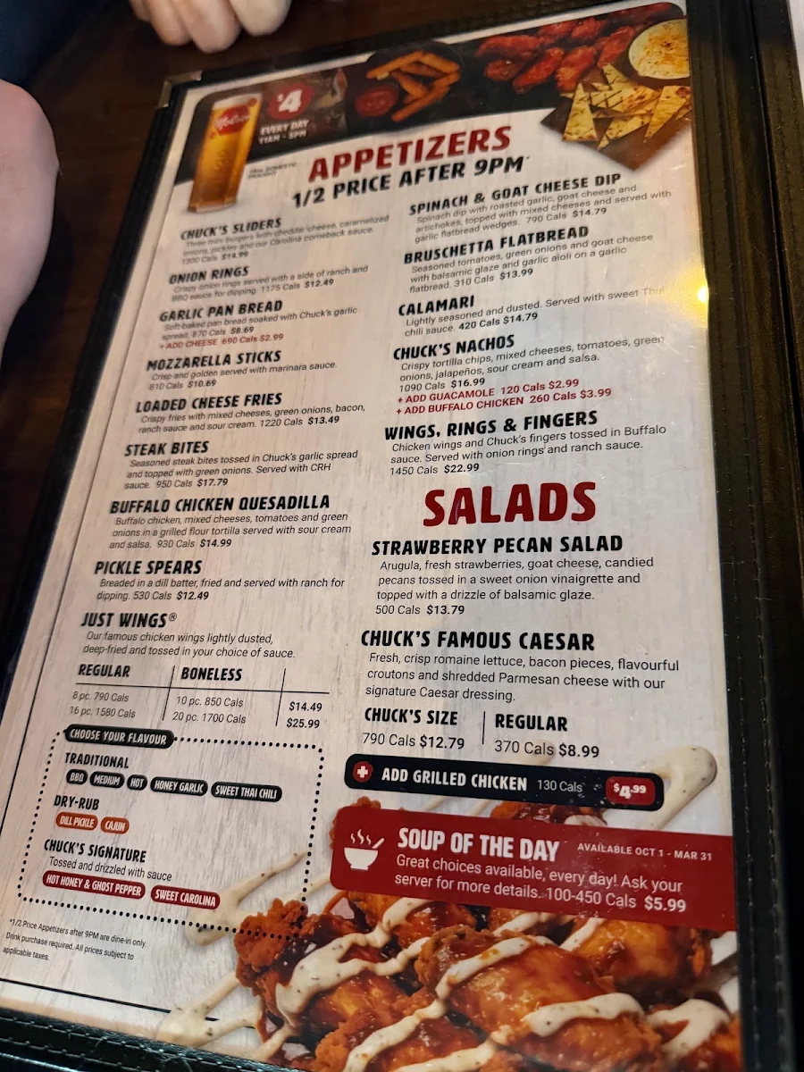 Menu, Chuck's Roadhouse Bar and Grill
