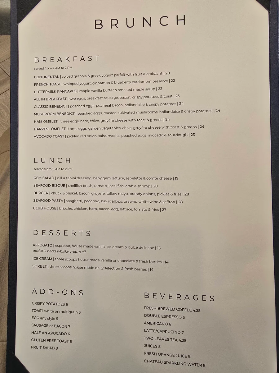 Menu, Fathom