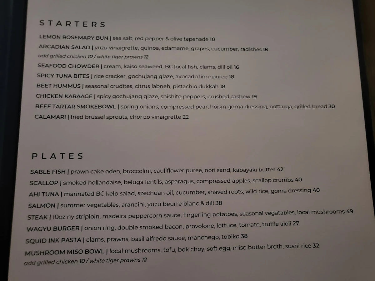 Menu, Fathom
