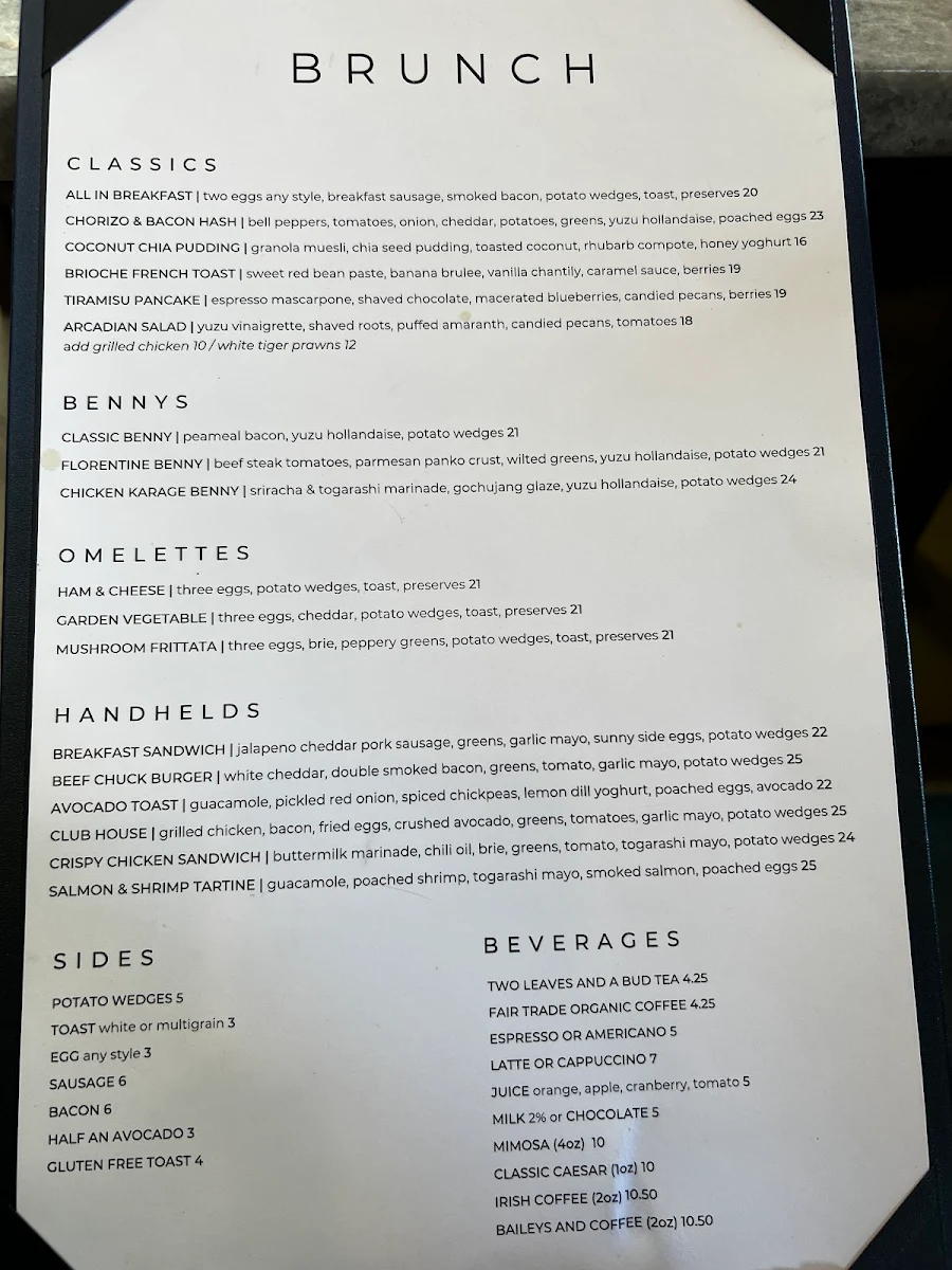 Menu, Fathom