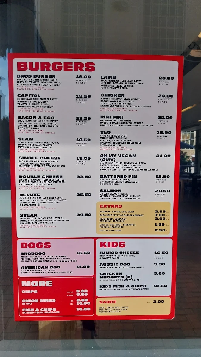 Menu, Brodburger
