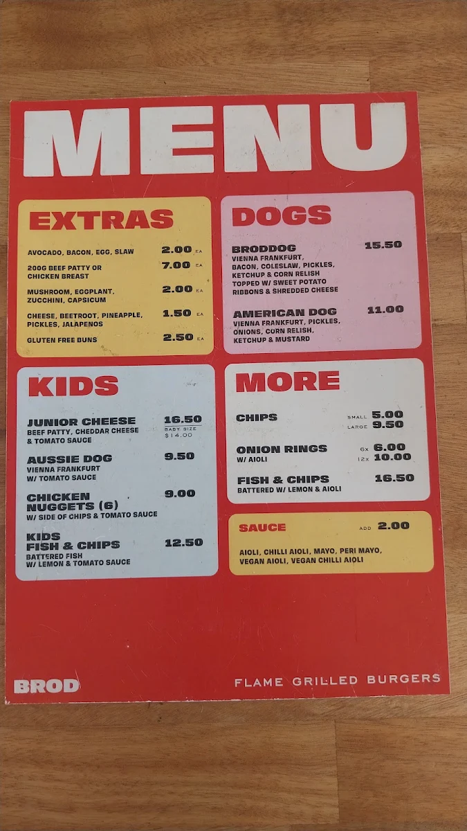 Menu, Brodburger