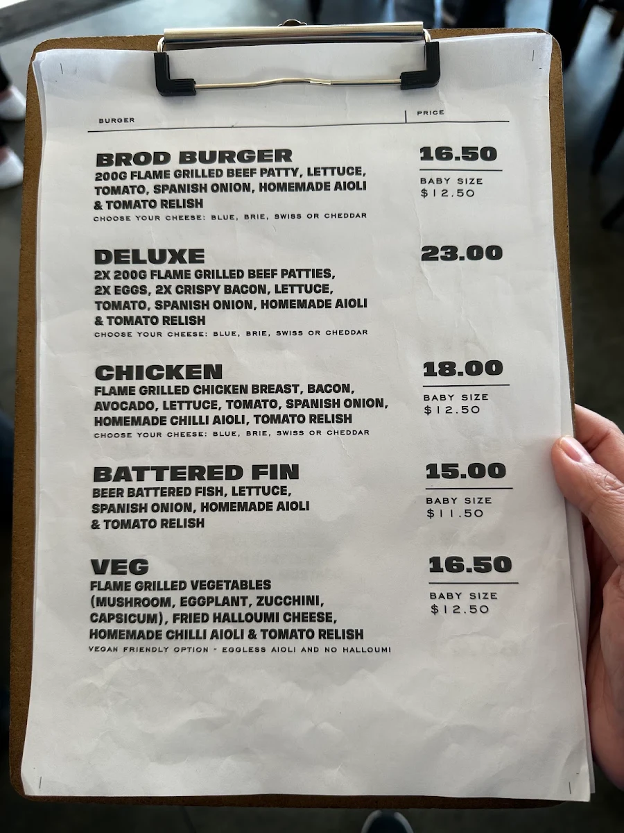 Menu, Brodburger