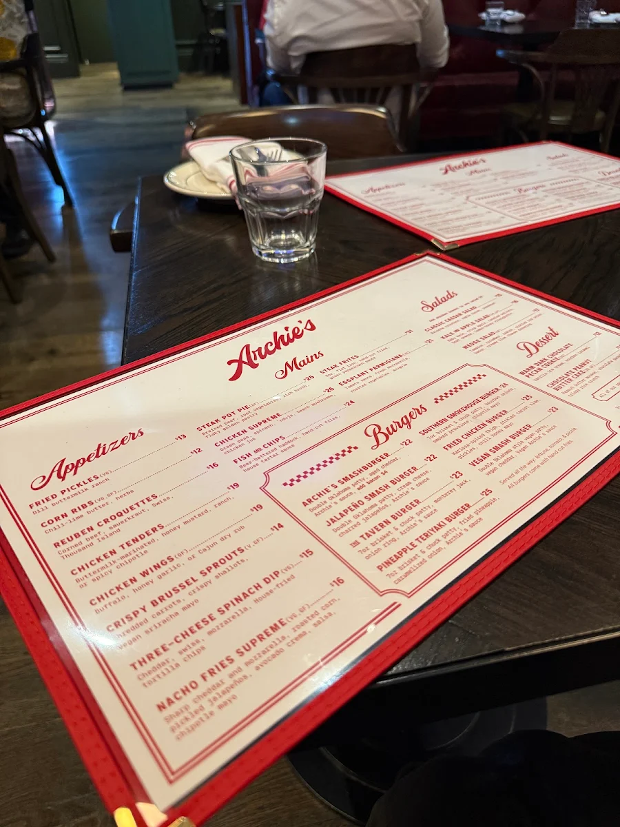 Menu, Archie's