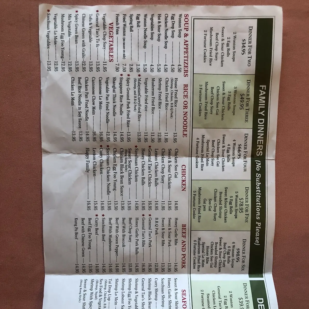 Menu, Ruby King Restaurant