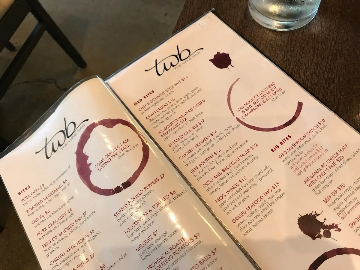Menu, The Wine Bar at Provence Marinaside