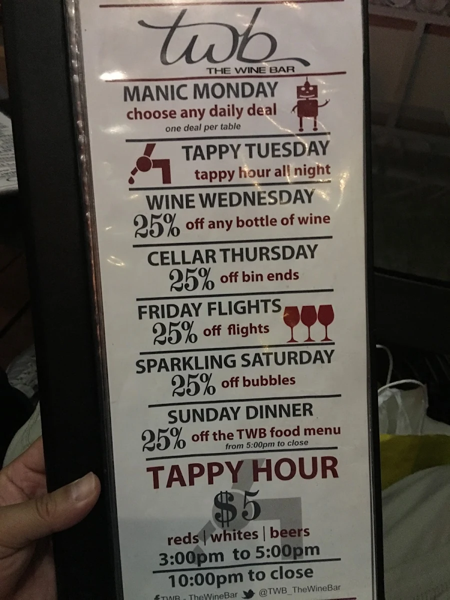 Menu, The Wine Bar at Provence Marinaside