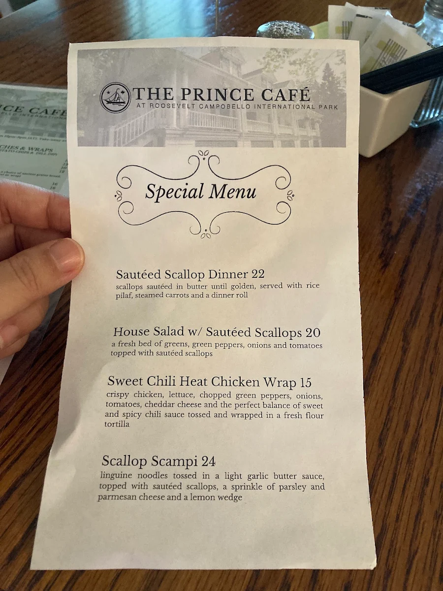 Menu, The Prince Café