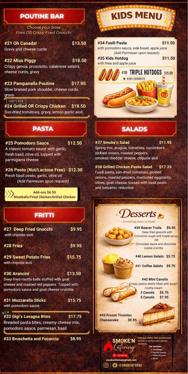 Menu, Smoke'n Forno