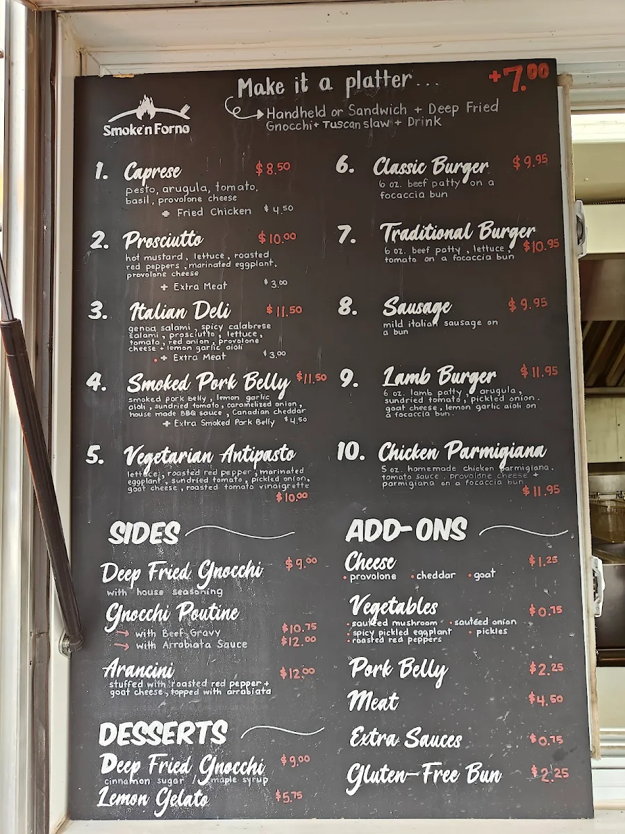 Menu, Smoke'n Forno
