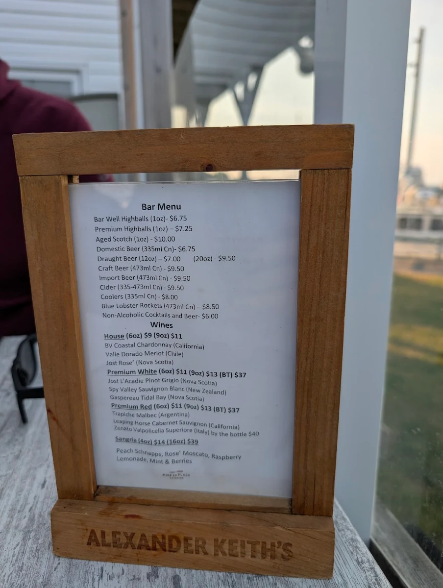 Menu, The Dory Pub & Restaurant