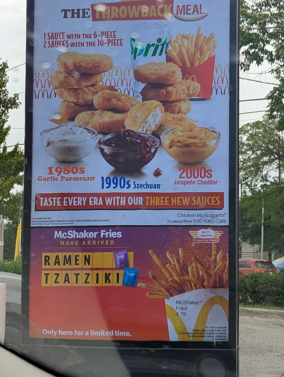 Menu, McDonald's