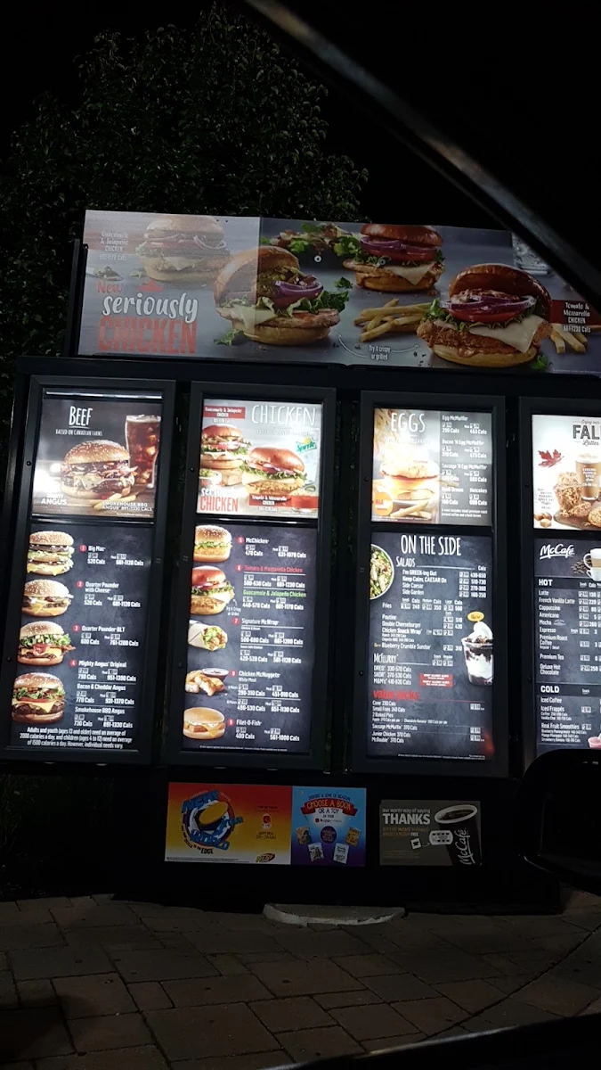 Menu, McDonald's
