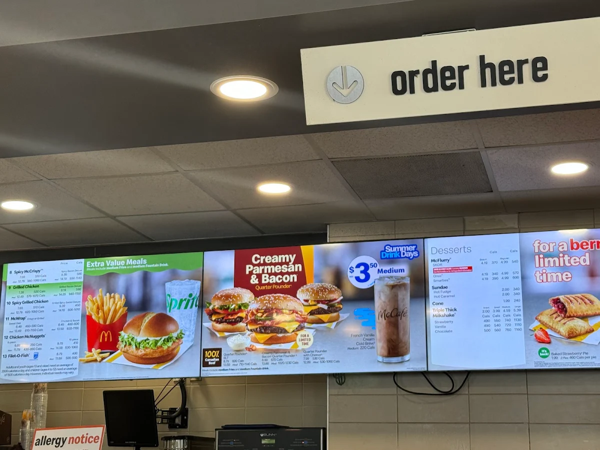 Menu, McDonald's