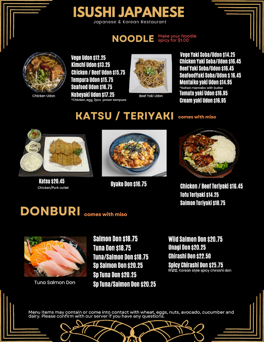 Menu, iSushi Japanese & Korean Restaurant