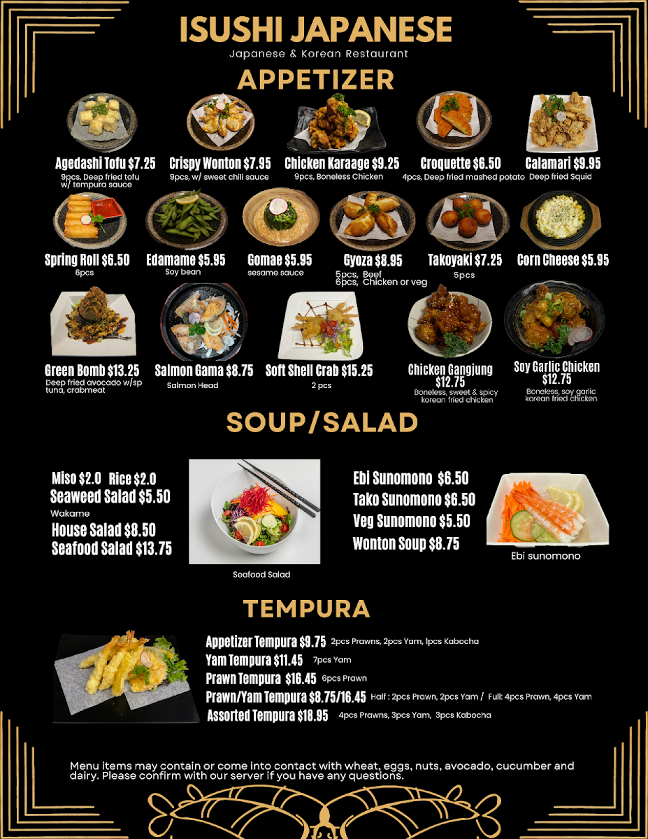 Menu, iSushi Japanese & Korean Restaurant