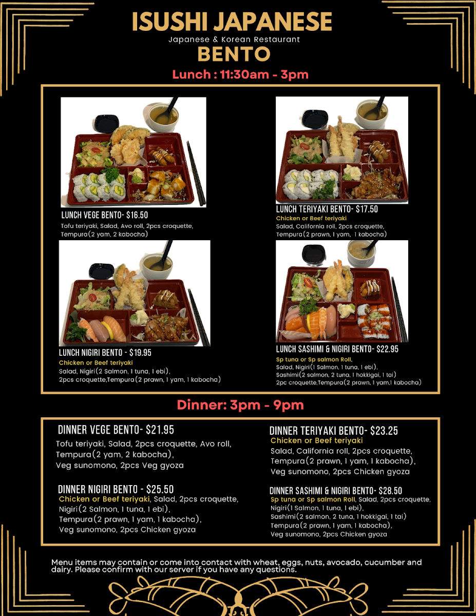 Menu, iSushi Japanese & Korean Restaurant
