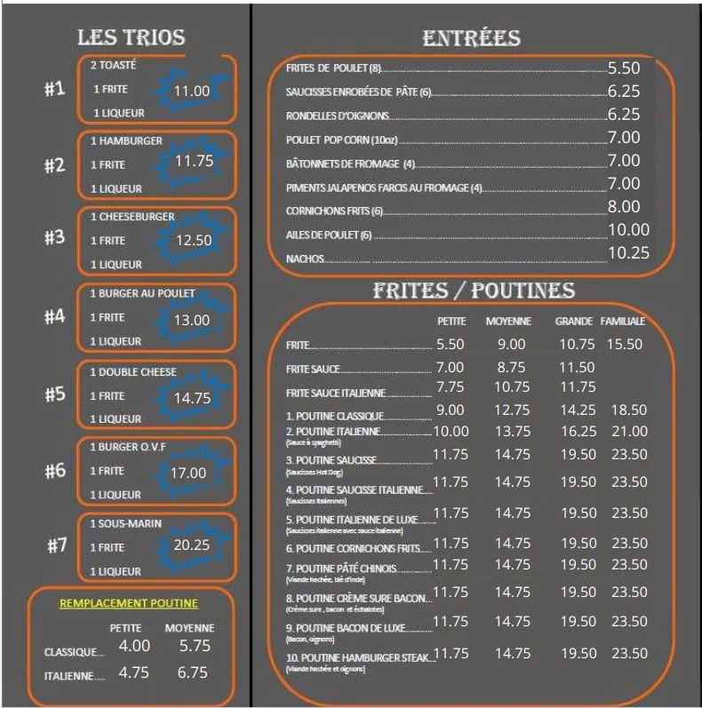 Menu, Restaurant OVF