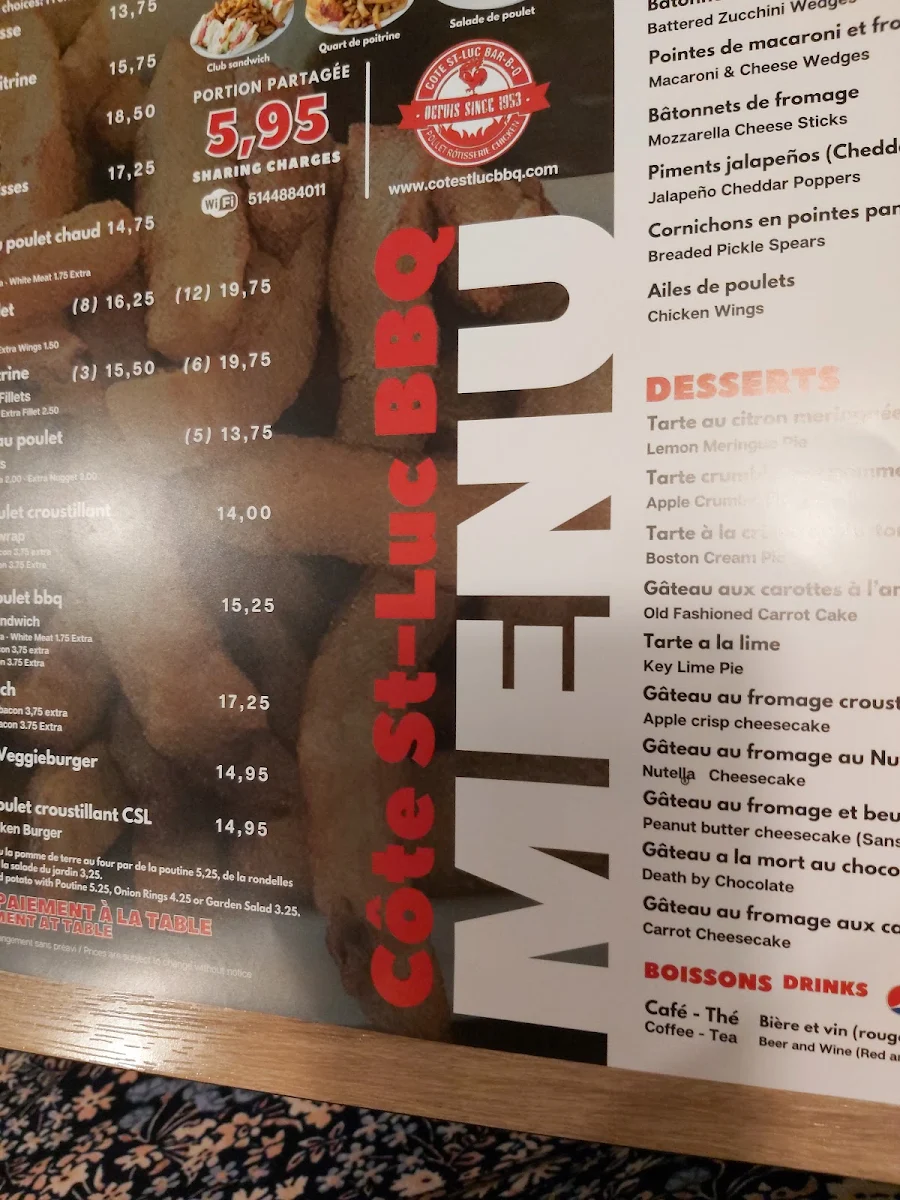 Menu, Côte St Luc BBQ - NDG