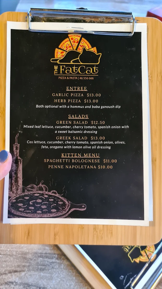 Menu, The Fat Cat Camden