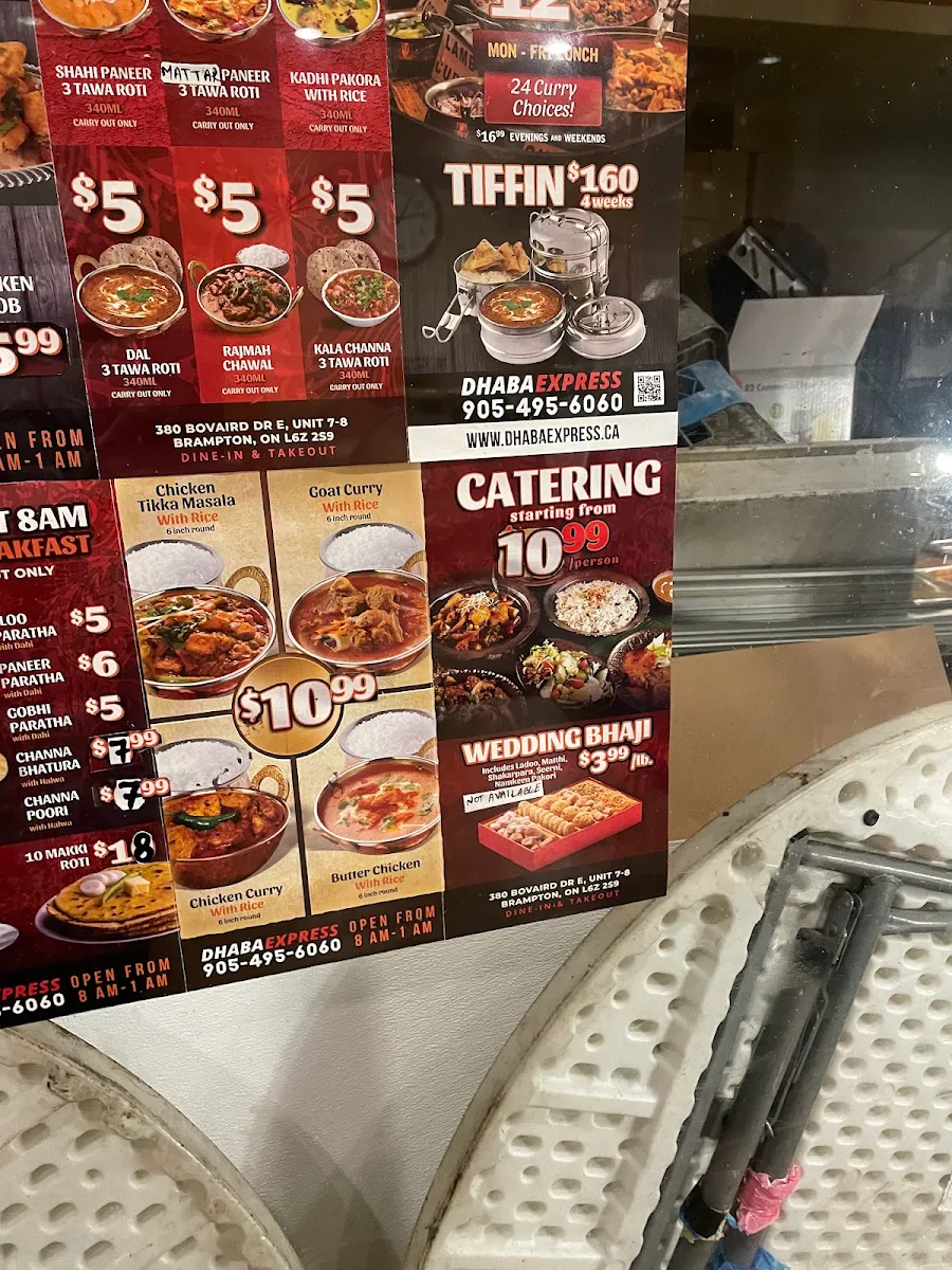 Menu, Dhaba Express
