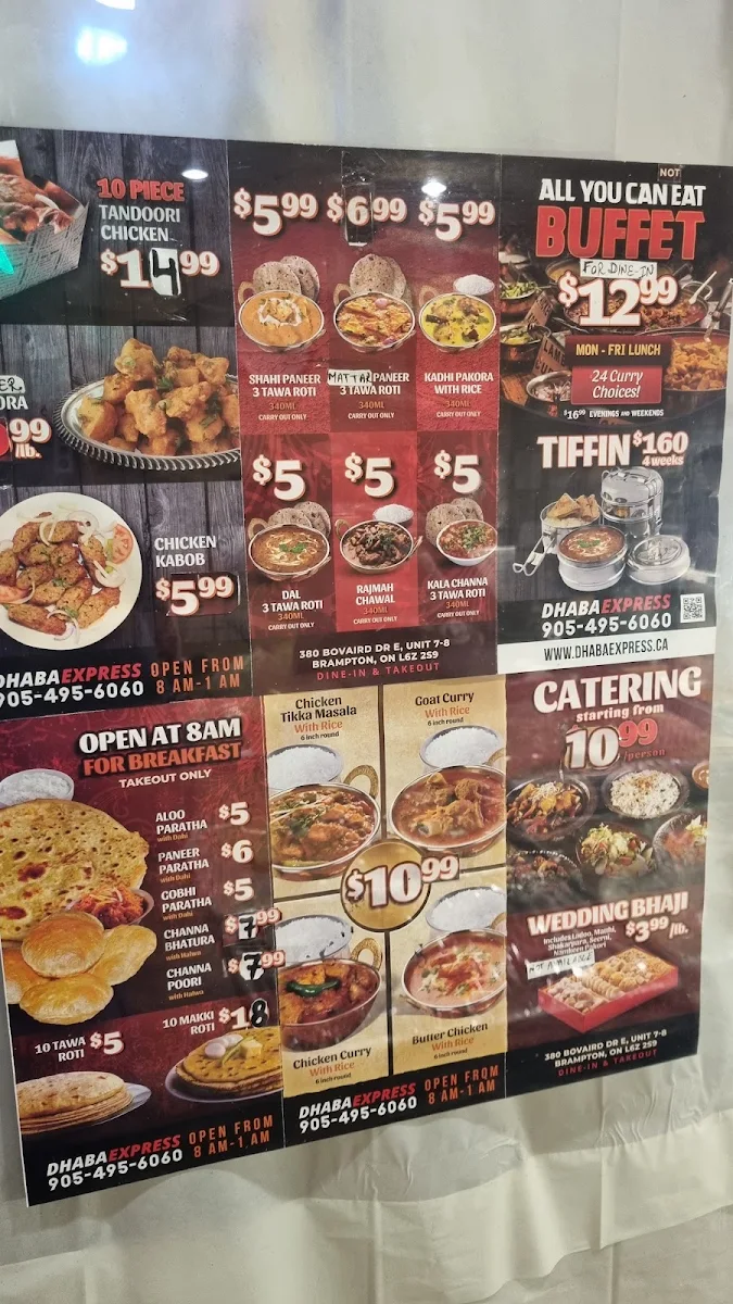 Menu, Dhaba Express