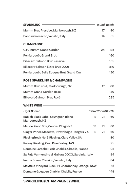 Menu, Cloudland