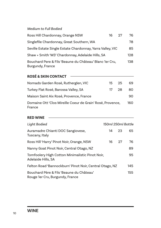 Menu, Cloudland