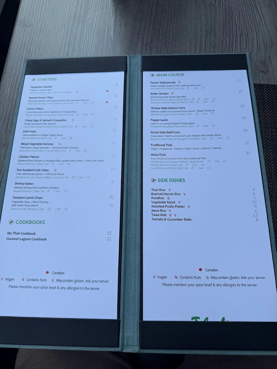 Menu, Thali